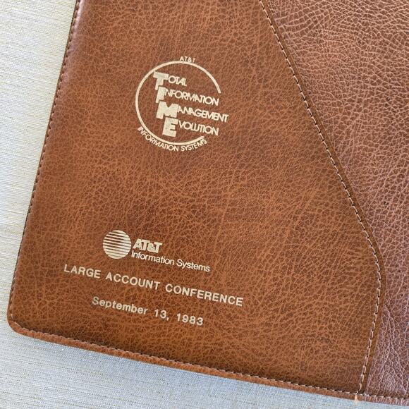 Vintage Portfolio Organizer Brown Leatherette Executive Brief Program AT&T 1983 - Picture 10 of 14